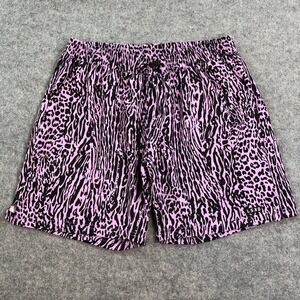 LSKD Mens Shorts L ELECTRIC LAVENDER Animal Print Stretch Waist Drawstring